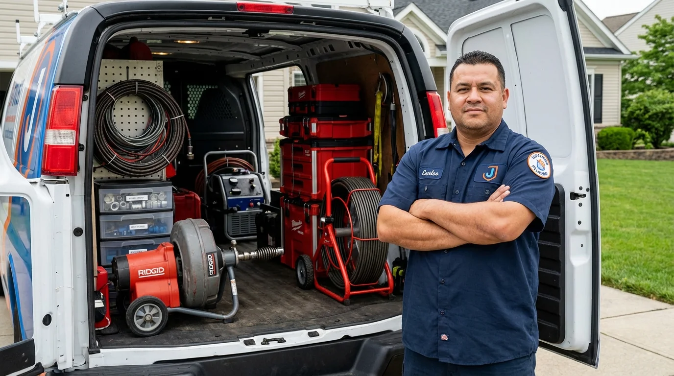 Professional drain cleaning equipment and Johns Plumbing LLC plumber in Colbert