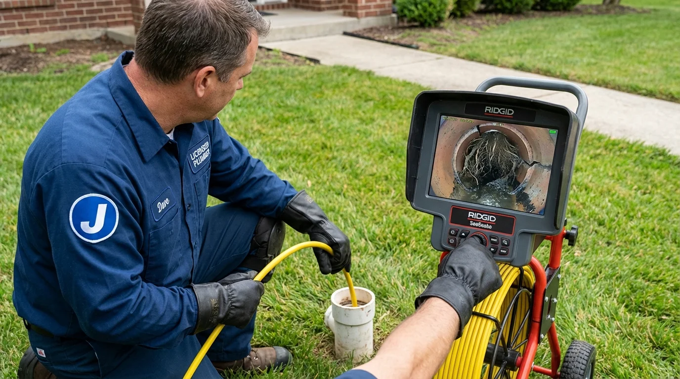 Sewer camera inspection being performed by Johns Plumbing LLC in Colbert